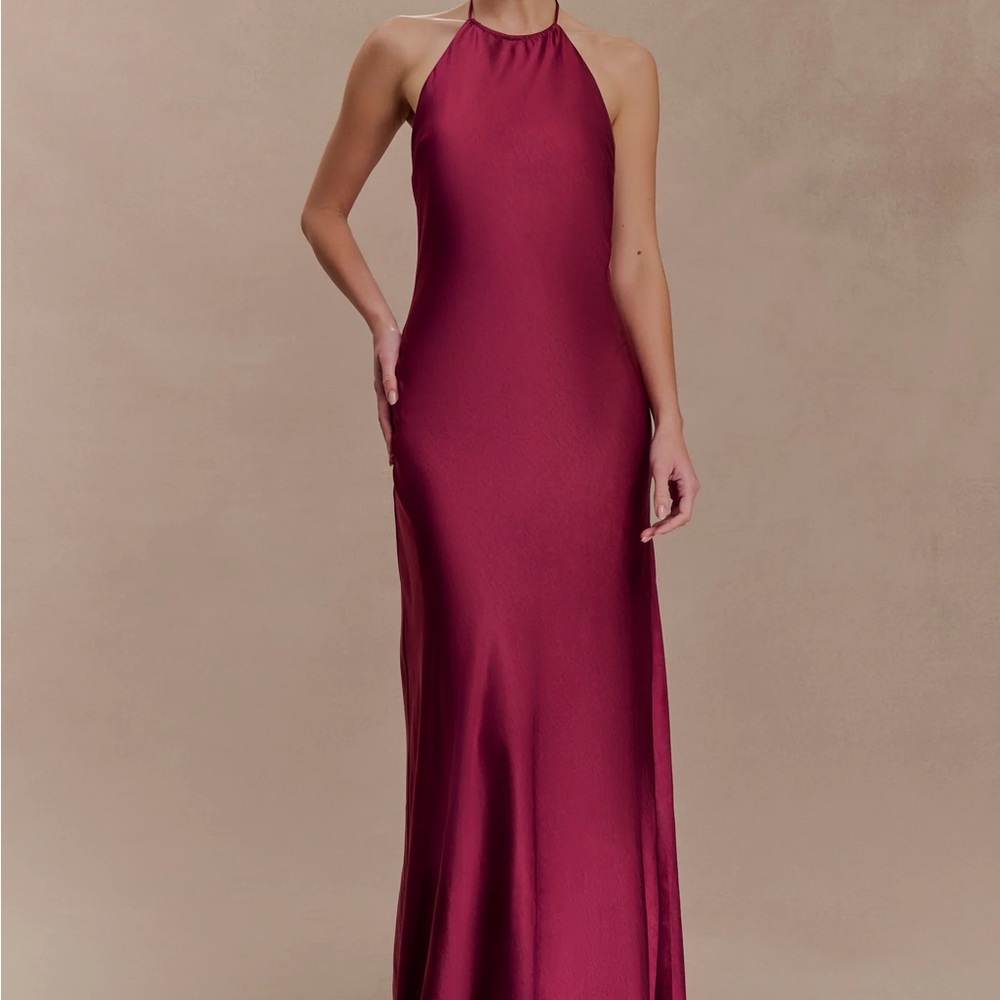 Meshki Bella Satin Maxi Dress - Mahogany